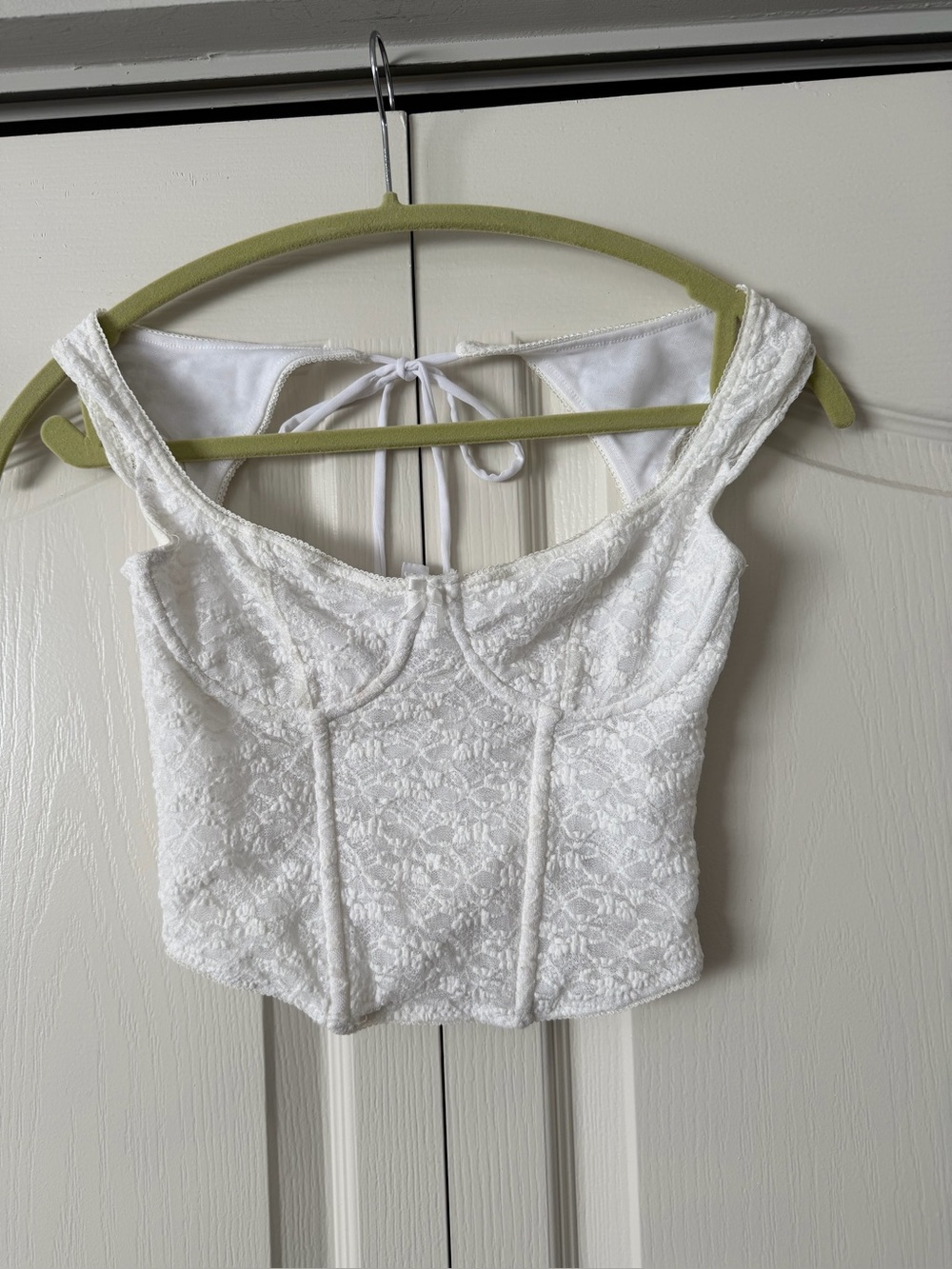 Garage White Lace Bustier Crop Top